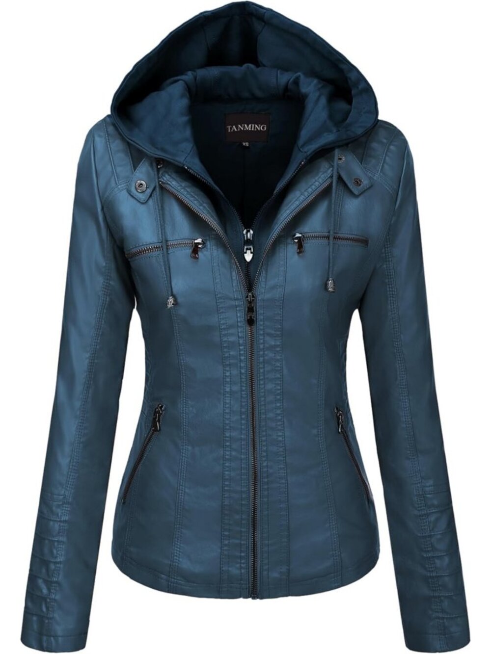 Stylish Tan Faux Leather Hooded Moto Biker Jacket for Women - Trendy Outerwear